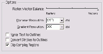  Options   Transparency Flattener Style