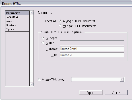   Export HTML 
