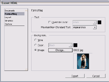  Formatting   Export HTML