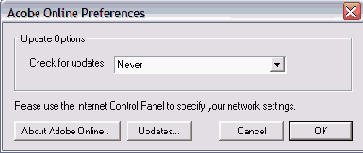   Adobe Online Preferences